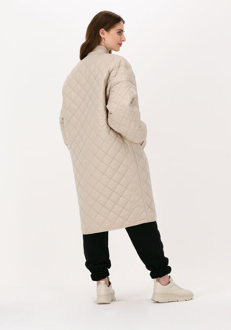 Beige COLOURFUL REBEL Wattierte Jack HUNTER QUILTED LONG OVERSIZED BOMBER JACKET - large