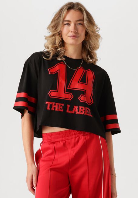 Schwarze ALIX THE LABEL T-shirt LADIES KNITTED CROPPED SPORTS - large