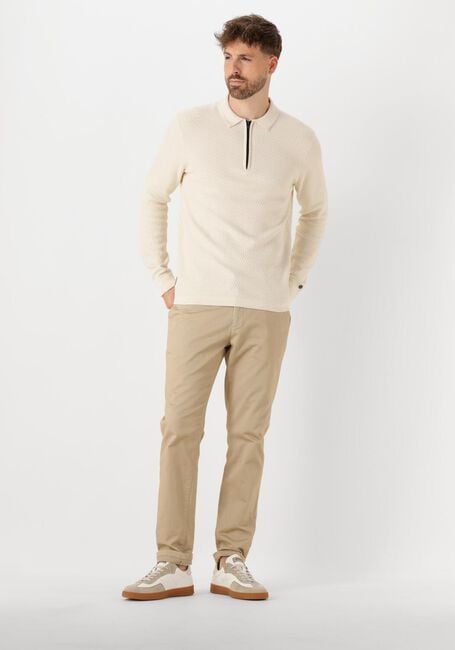 Beige CAST IRON Polo-Shirt LONG SLEEVE POLO COTTON MODAL - large