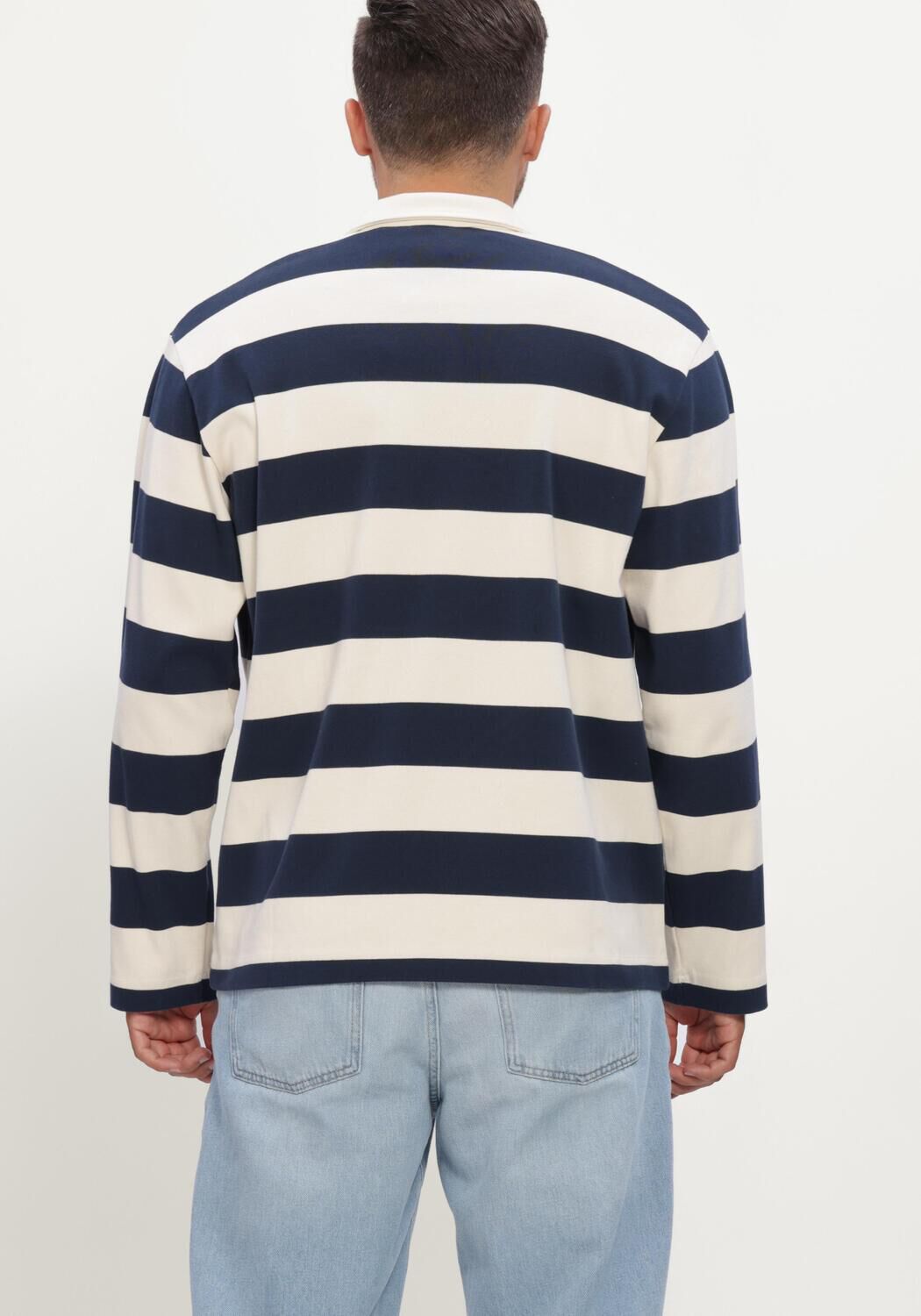 Dunkelblau POCKIES Polo-Shirt STRIPED LS POLO - large