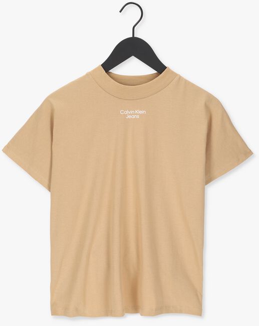 Sand CALVIN KLEIN T-shirt STACKED LOGO LOOSE TEE - large