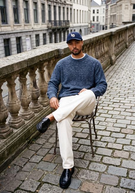 Blaue SELECTED MEN Pullover SLMTILUM LS KNIT CREW NECK - large