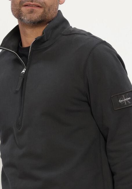 Schwarze CALVIN KLEIN Rollkragenpullover LS EU 350TERRY BADGE QTR ZIP - large
