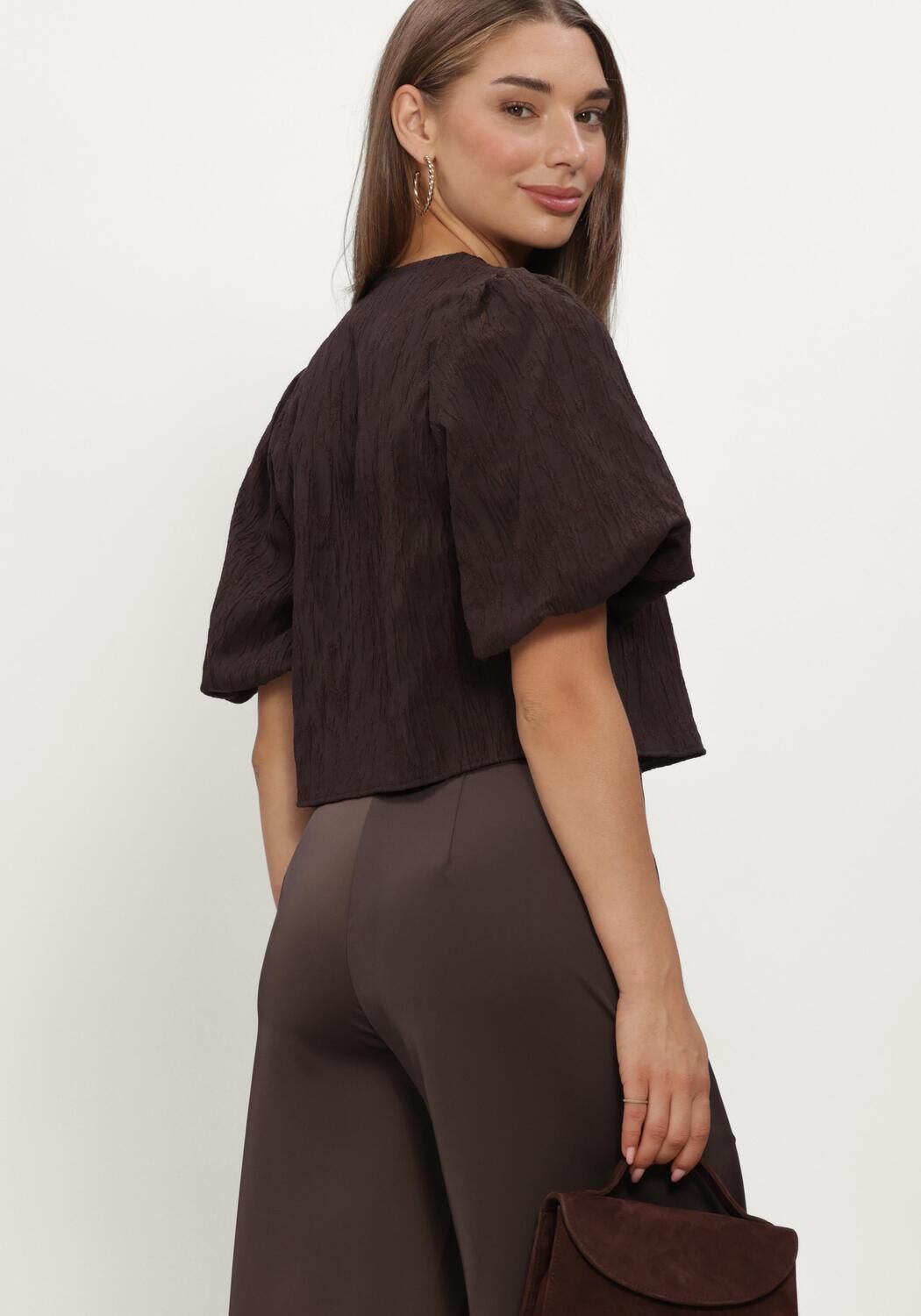 Braune Y.A.S. Blusen YASMINU 2/4 SHORT TOP - large