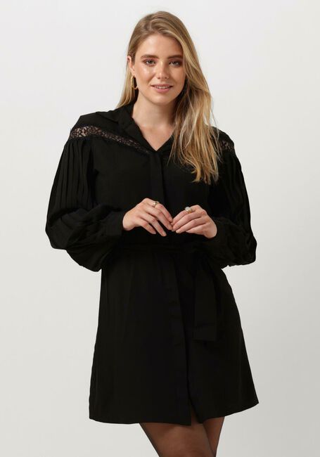 Schwarze LIU JO Minikleid ABITO CAMICIA LACE E PLISSE - large