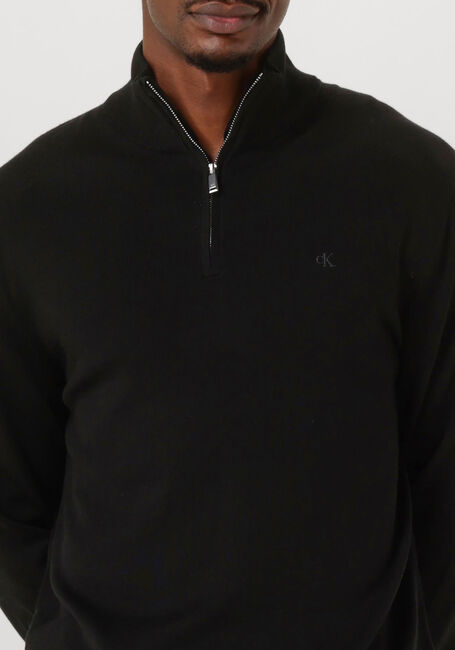 Schwarze CALVIN KLEIN Pullover LS 100% MERINO QZ 14GG - large