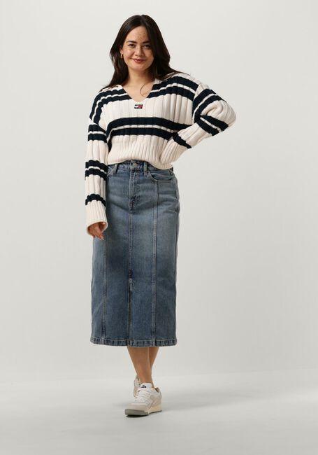 Weiße TOMMY JEANS Pullover TJW BXY CRP STRIPE SWEATER EXT - large