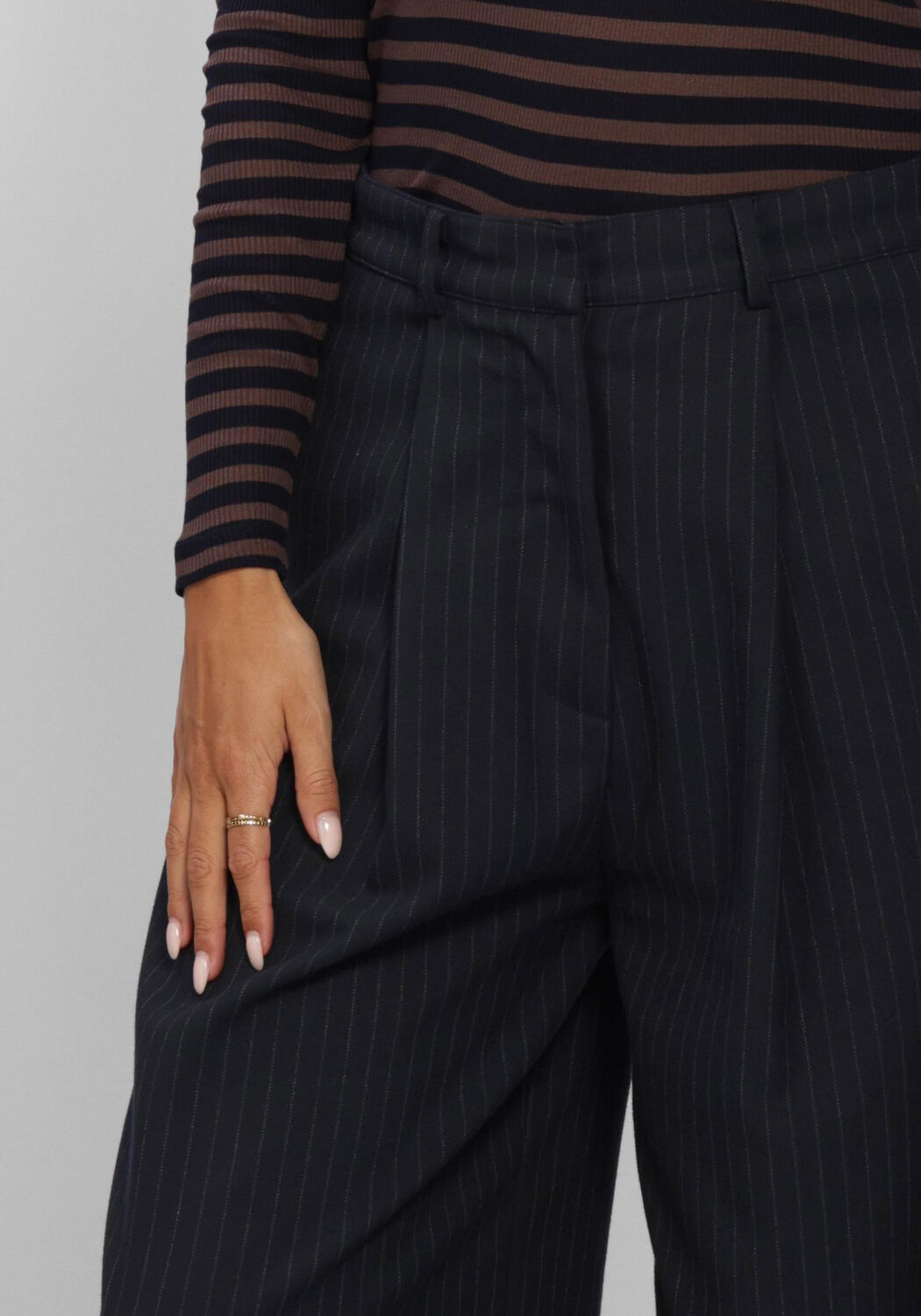 Schwarze BY-BAR Weite Hose FRIDA PINSTRIPE PANTS - large