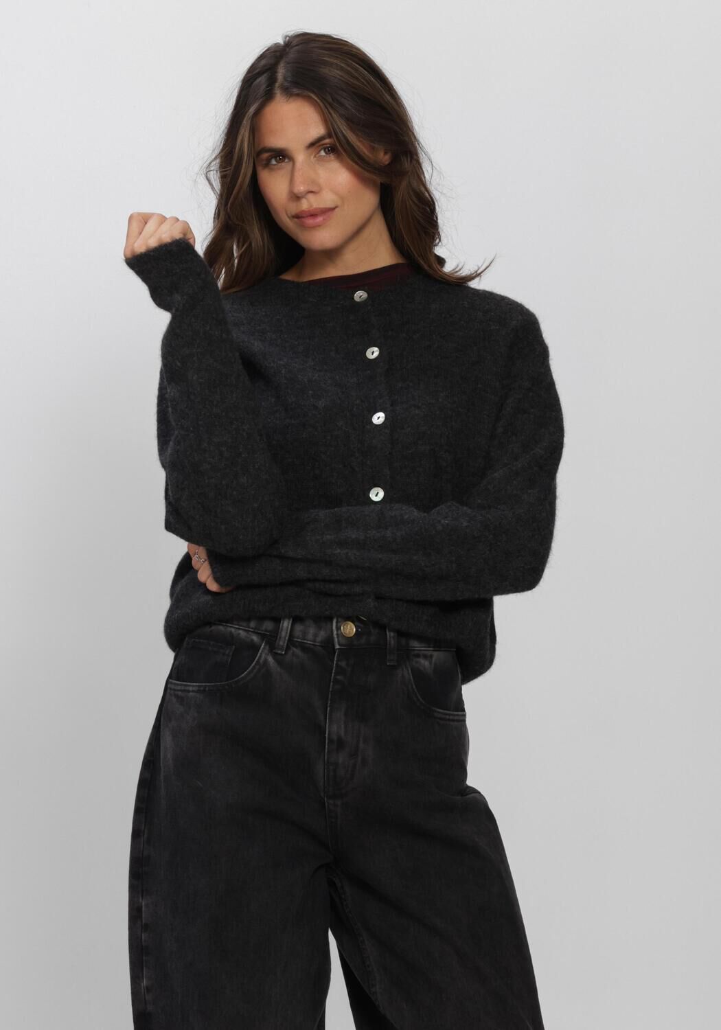Dunkelgrau BY-BAR Strickjacke CLEO CARDIGAN - large