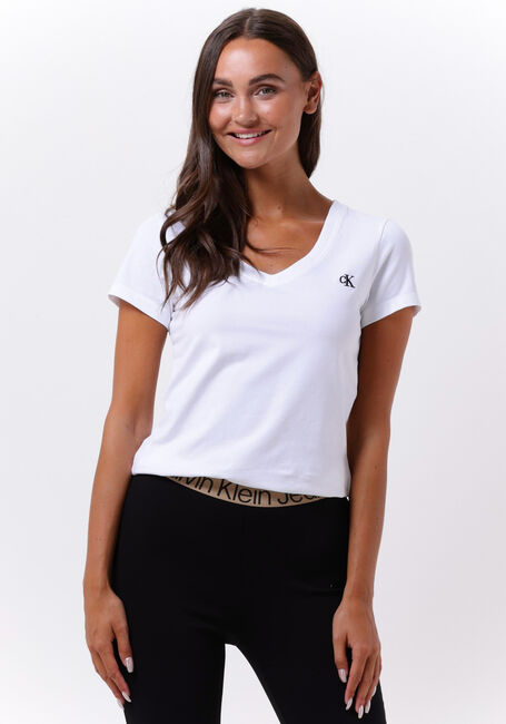 Weiße CALVIN KLEIN T-shirt CK EMBROIDERY STRETCH - large