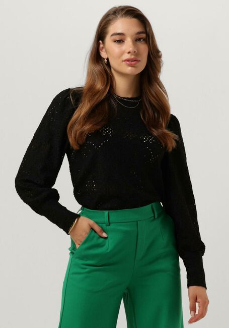Schwarze OBJECT Blusen OBJFEODORA L/S TOP NOOS - large