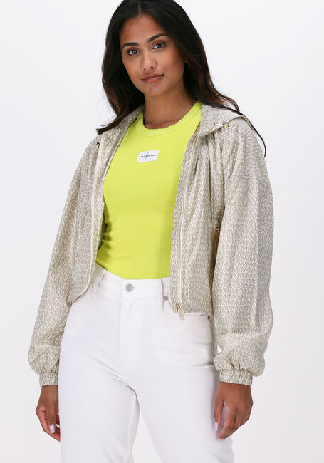 Ecru MICHAEL KORS Jack MK LOGO CROP BOMBER - large