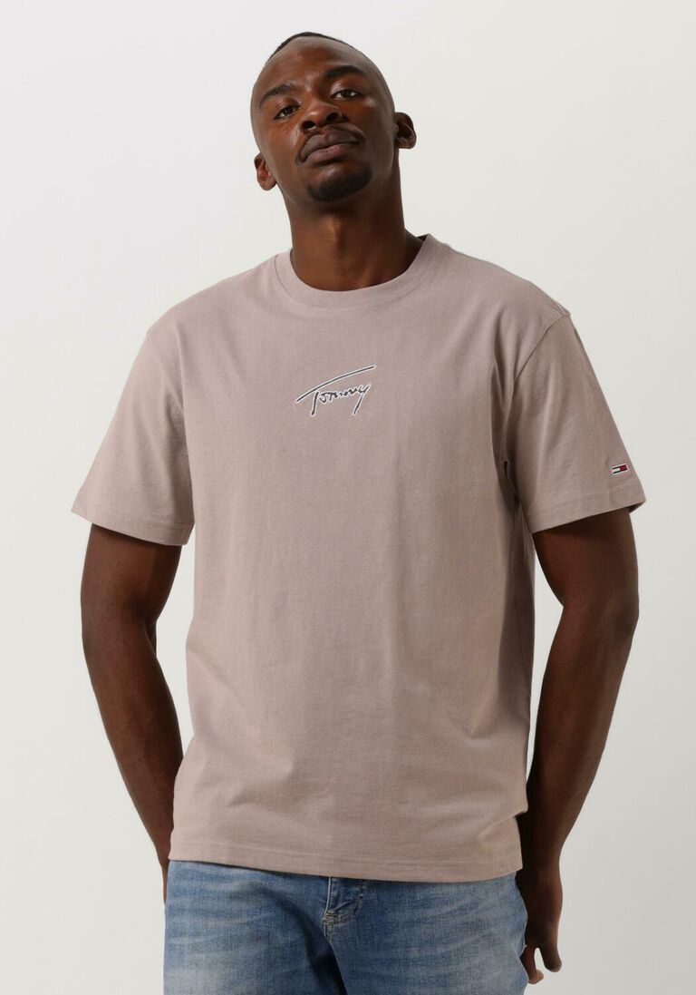 beige tommy jeans t-shirt tjm clsc signature tee