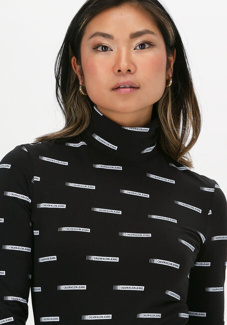 Schwarze CALVIN KLEIN Top LOGO ALL OVER PRINT LS ROLLNEC - large