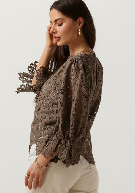 Taupe NEO NOIR Bluse ADELA EMBROIDERY BLOUSE - large