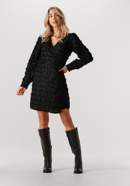 Schwarze OBJECT Minikleid OBJDARIA L/S RE SHORT WRAP DRESSDA - large