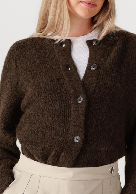 Braune SELECTED FEMME Strickjacke SLFLULU LS KNIT SHORT CARDIGAN - large