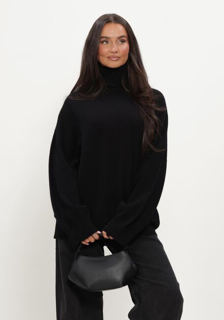 Schwarze SIMPLE Rollkragenpullover KNIT-BASE-VISC-26-3 - large