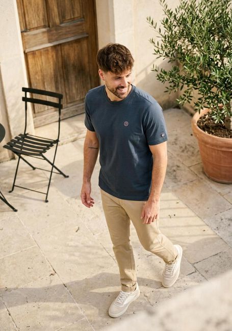 Dunkelblau CAST IRON T-shirt CREWNECK REGULAR FIT INTERLOCK ESSENTIAL - large