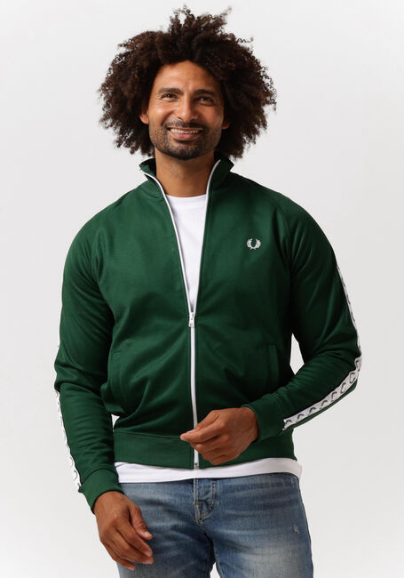 Grüne FRED PERRY Strickjacke TAPED TRACK JACKET - large