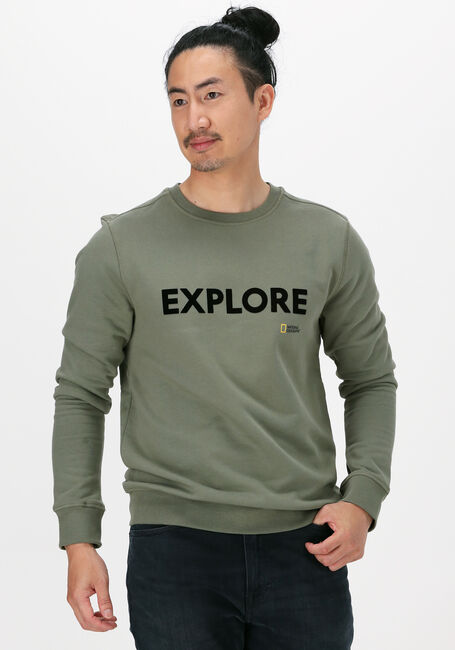 Olive NATIONAL GEOGRAPHIC Sweatshirt CREW NECK - large
