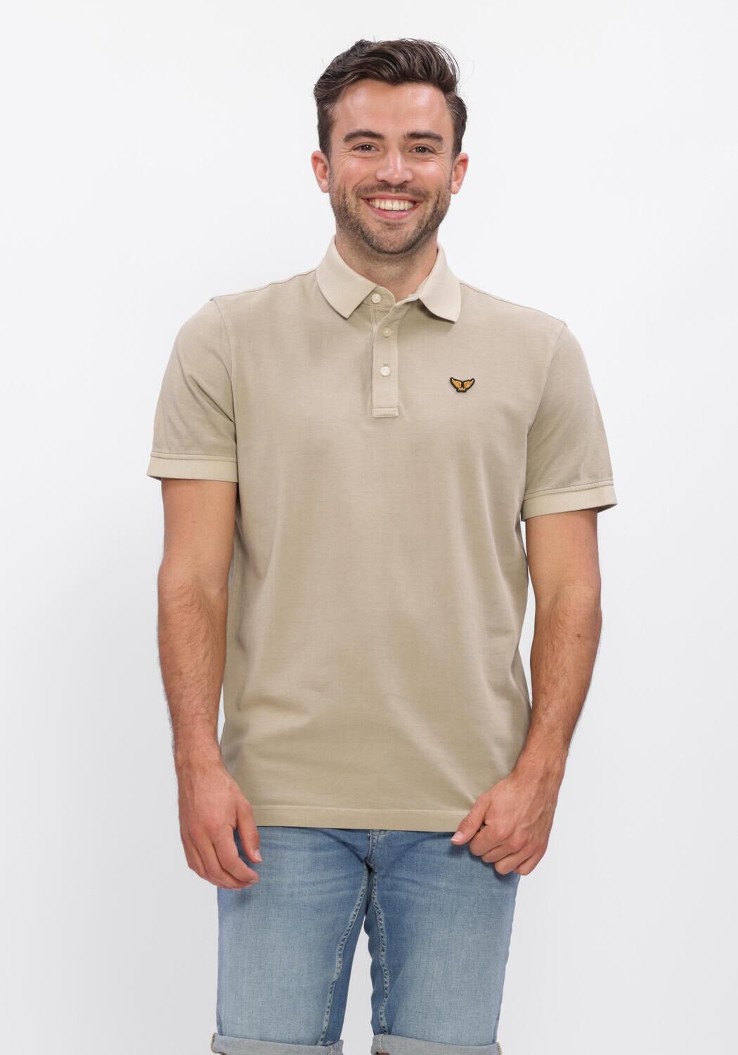 Beige PME LEGEND Polo-Shirt SHORT SLEEVE POLO PIQUE GARMENT DYED TAILWING - large