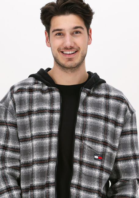 Graue TOMMY JEANS Jack TJM HOODED CHECK OVERSHIRT - large