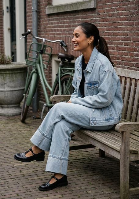 Hellblau WITHBLACK Wide jeans WBLHAZEL HW TURN UP JEANS - large