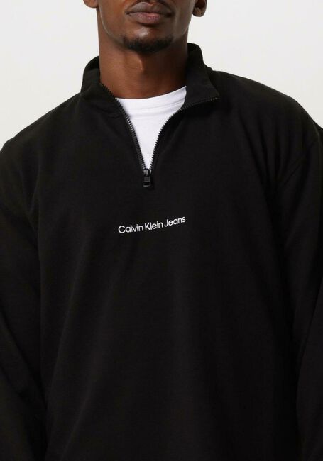 Schwarze CALVIN KLEIN Sweatshirt INSTIT HALF ZIP OTTOMAN TEE - large