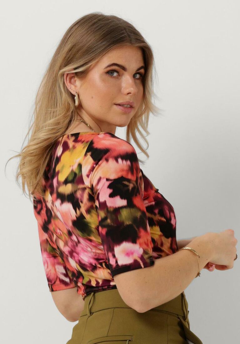mehrfarbige/bunte vanilia top blurry boat neck
