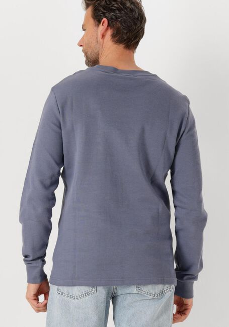 Blaue CALVIN KLEIN Pullover WOVEN LABEL WAFFLE LS TEE - large