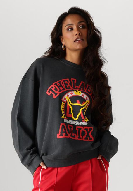 Schwarze ALIX THE LABEL Sweatshirt LADIES KNITTED VINTAGE PAINT SWEATER - large