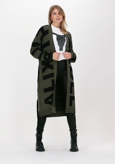 Dunkelgrün ALIX THE LABEL Strickjacke TEXT JAQUARD CARDIGAN - large