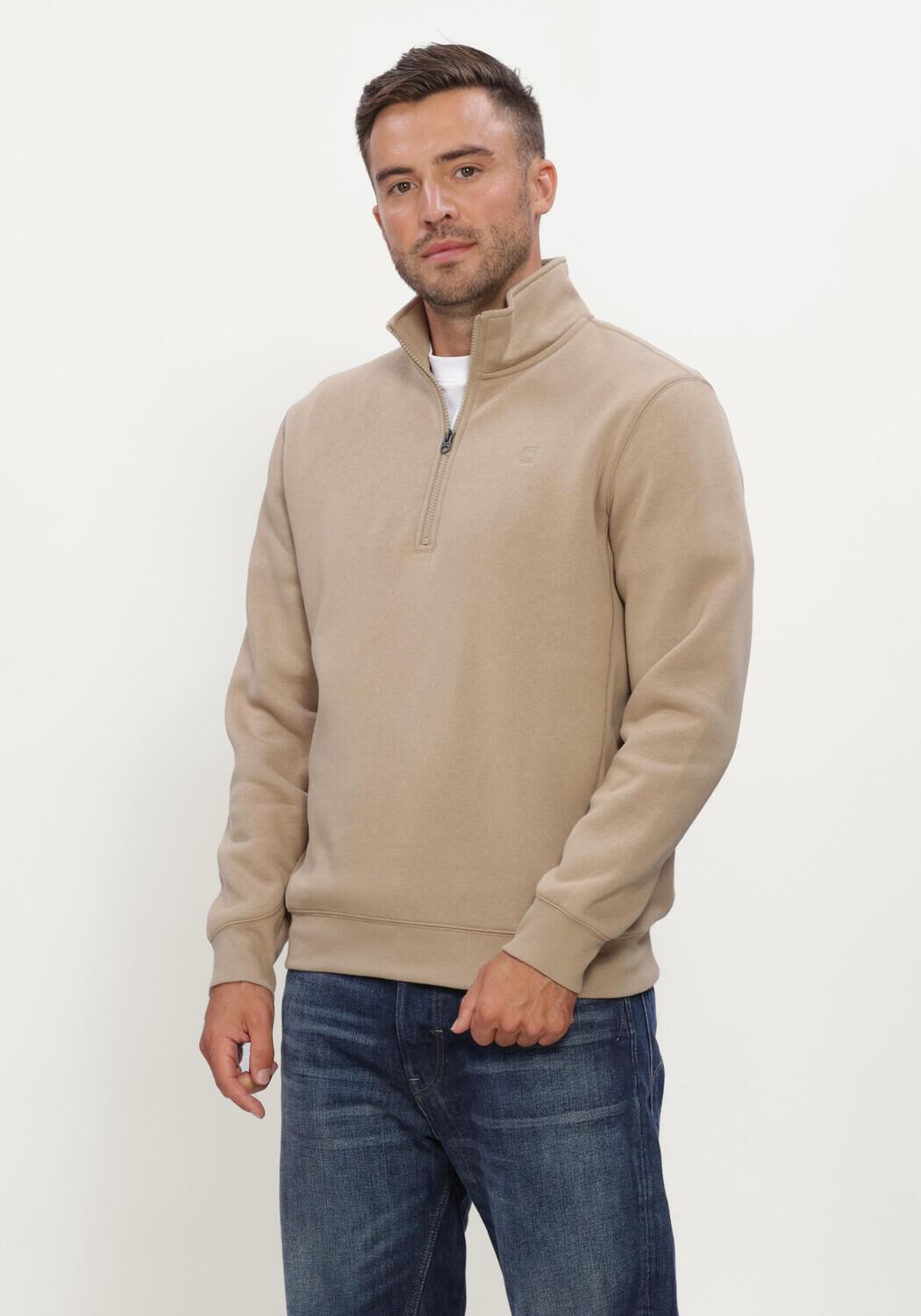 Beige G-STAR RAW Pullover PREMIUM CORE HALF ZIP R SW L\S - large