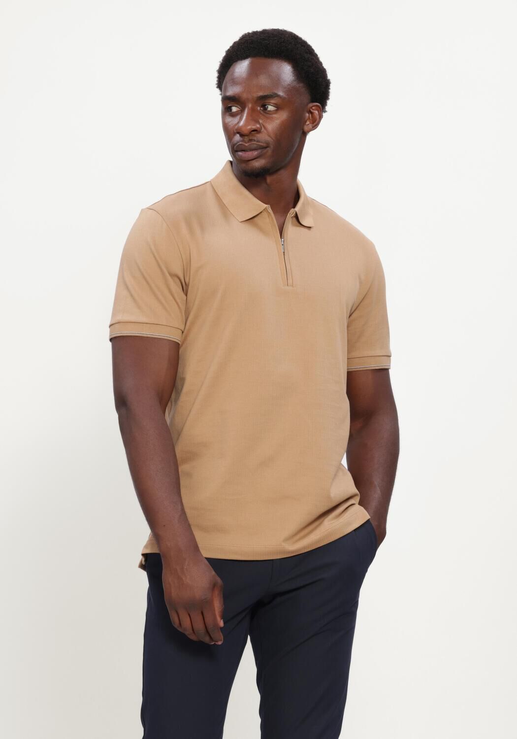 Camelfarbene BOSS BLACK Polo-Shirt C-PEI 90 - large