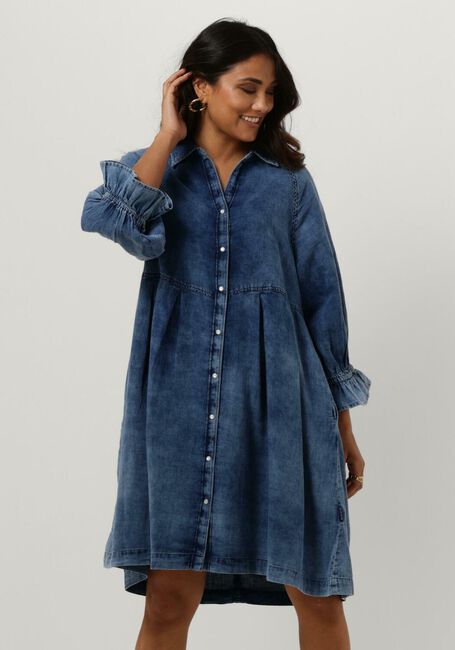 Blaue SUMMUM Midikleid DRESS COTTON INDIGO SATEEN 1 - large