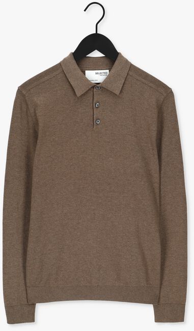 Taupe SELECTED HOMME Polo-Shirt SLHBERG LS KNIT POLO NECK B NO - large