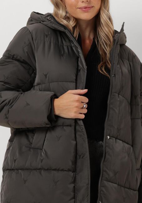Graue ALIX THE LABEL Wattierte Jack LADIES WOVEN BULL PUFFER COAT - large