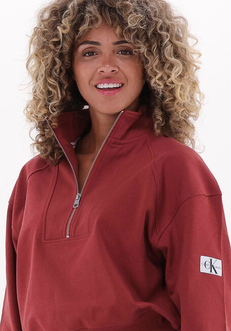 Braune CALVIN KLEIN Sweatshirt BADGE HALF ZIP SWEATSHIRT - large