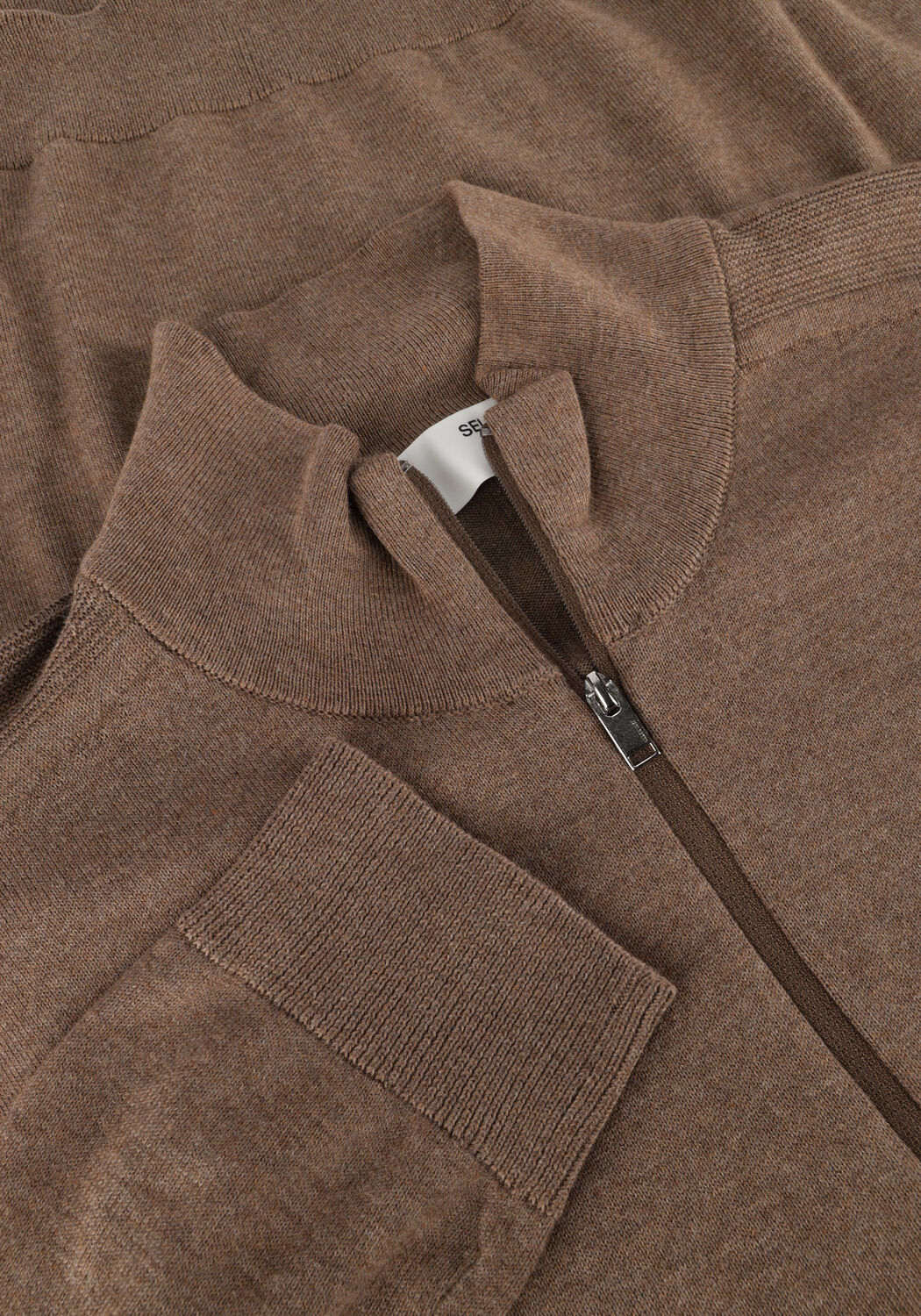 Braune SELECTED MEN Pullover SLHBERG HALF ZIP CARDIGAN NOOS - large