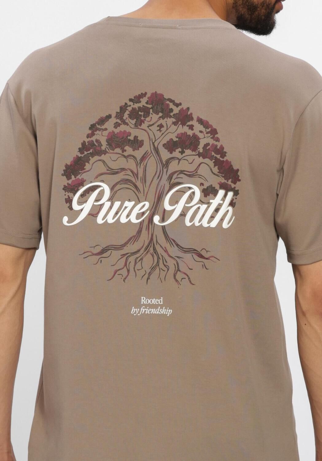 Taupe PURE PATH T-shirt ROOTED TREE - large