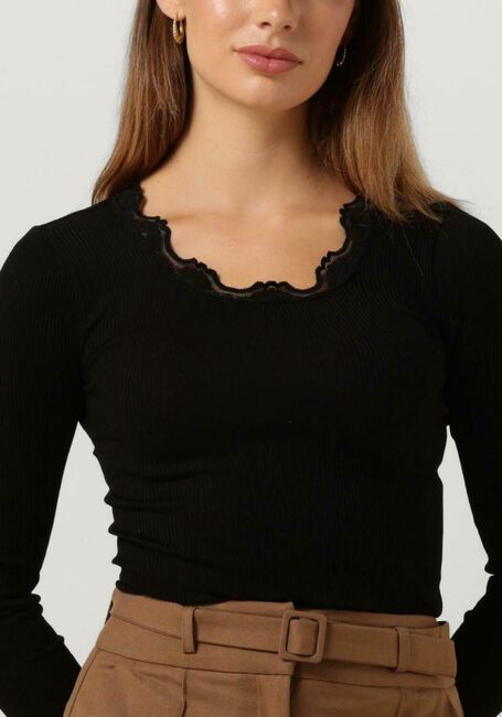 Schwarze ROSEMUNDE Top BABETTE SILK T-SHIRT LACE - large