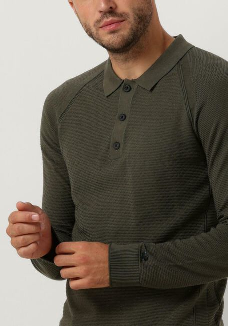 Grüne CAST IRON Langarmshirts LONG SLEEVE POLO SLIM FIT COTTON MODAL - large