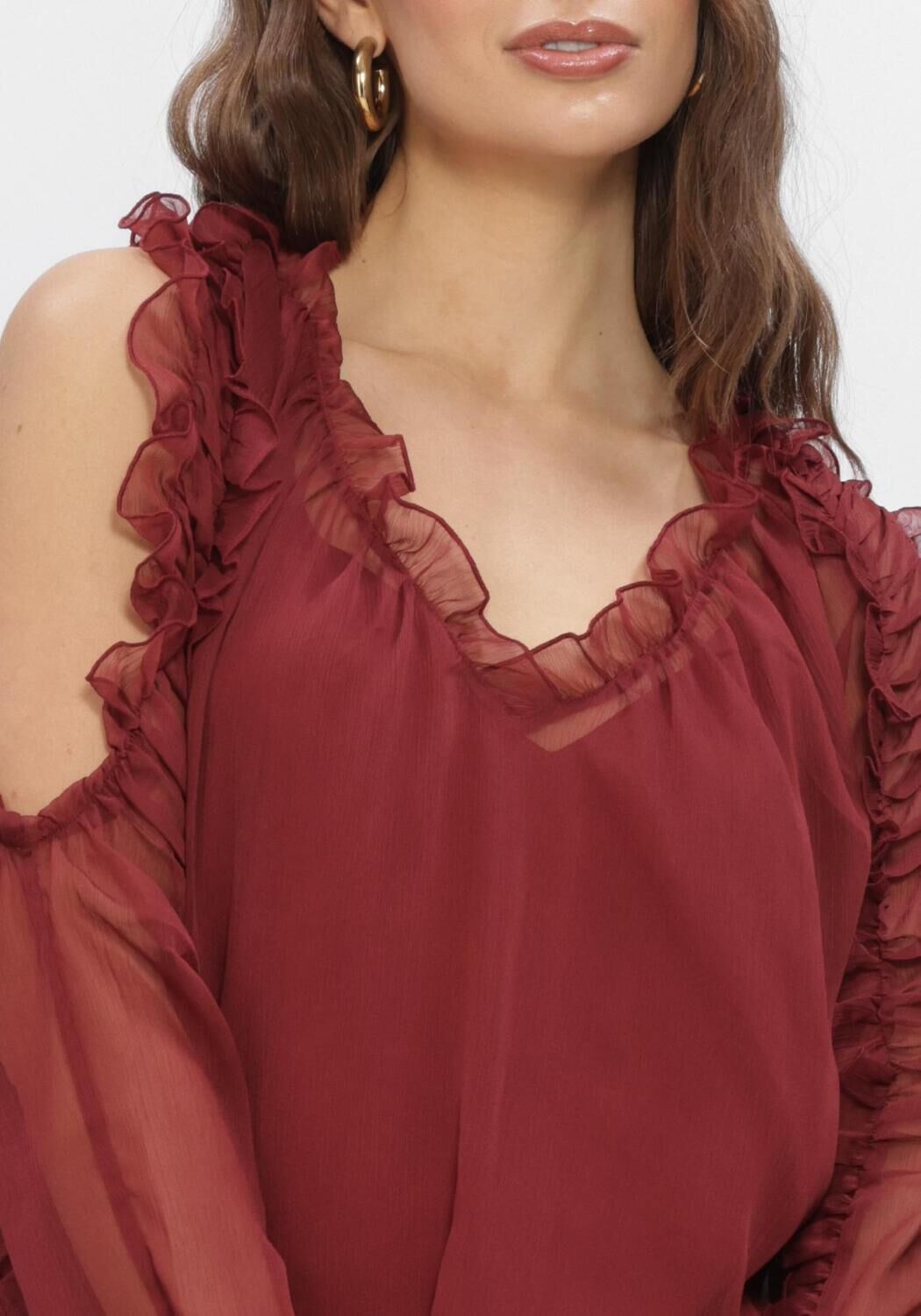 Bordeaux DANTE6 Tops & T-shirts HARMONY BOHO CHIFFON TOP - large