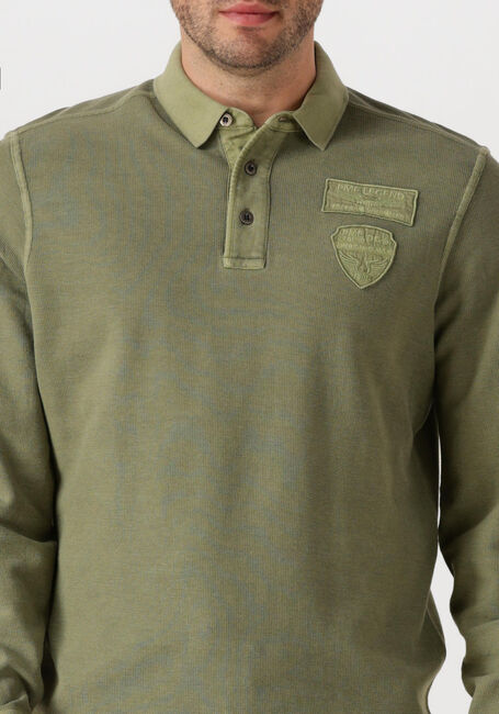 Grüne PME LEGEND Polo-Shirt LONG SLEEVE POLO STRUCTURED PIQUE GARMENT DYED - large