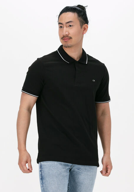 Schwarze CALVIN KLEIN Polo-Shirt STRETCH PIQUE TIPPING SLIM POLO - large