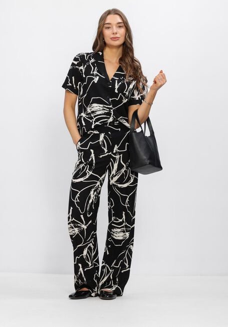 Schwarze OBJECT Blusen OBJSANNE S/S SHIRT AOP - large