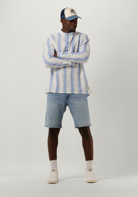 Weiße SCOTCH & SODA Casual-Oberhemd COTTON LINEN BLEND KAFTAN IN CHECKS AND STRIPES - large