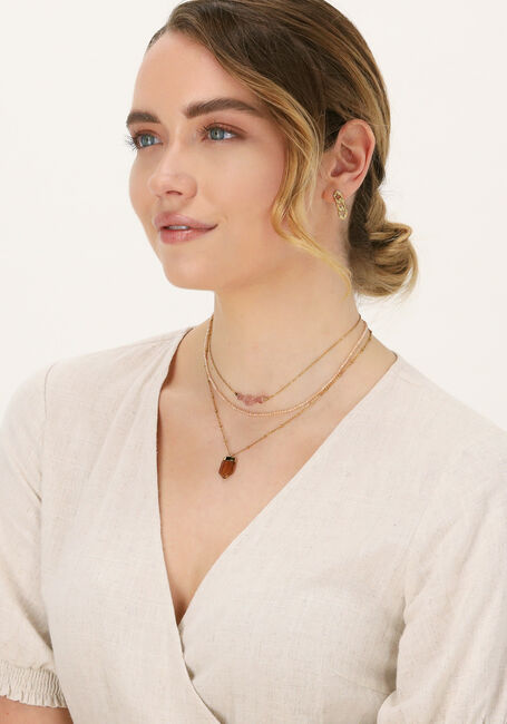 Goldfarbig NOTRE-V Kette KORTE KETTING GLAS STEEN - large