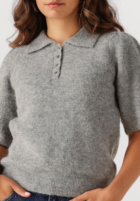 Hellgrau OBJECT Pullover OBJANNE S/S RE KNIT POLO - large